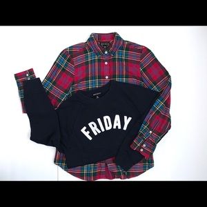 J. Crew Flannel and Coordinating Sweatshirt (Set)